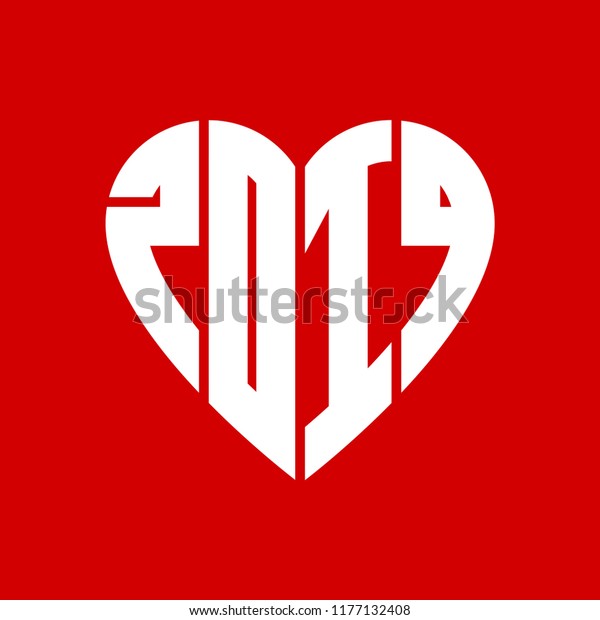 Vector Heart New Year Date Happy Stock Vector Royalty Free