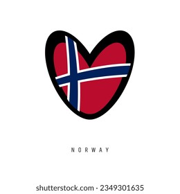 The vector heart with Norway flag, isolated