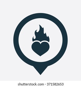 Vector heart on fire Icon