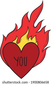 
Vector heart. The heart is on fire. Valentine, postcard. Love