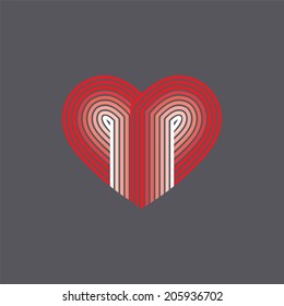 Vector heart on gray background. Icon.