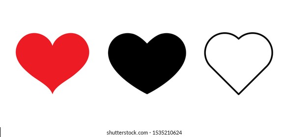 Vector heart on a white background. Three hearts symbols for your Valentine's Day templates and web pages.