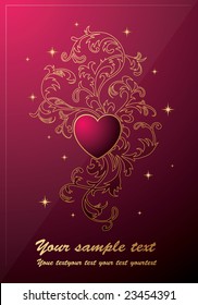 Vector. Heart ornament background