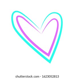 Vector heart of outline hand drawn heart icon. Illustration for your graphic design.