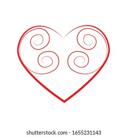 Vector heart of outline hand drawn heart icon. Illustration for your graphic design.