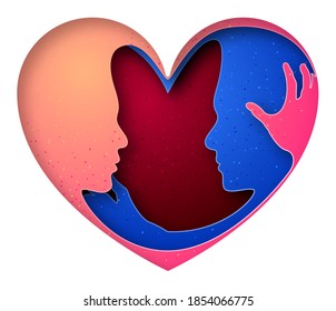 Vector heart in paper art style