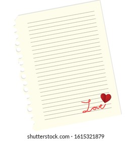 Vector : Heart paper on red background
