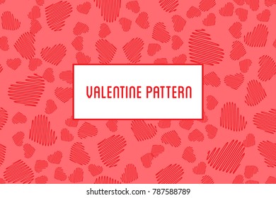 Vector heart pattern. Design of hand drawn hearts for St. Valentine's day.