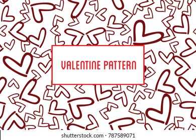 Vector heart pattern. Design of hand drawn hearts for St. Valent