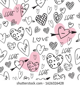 Vector heart pattern of many forms and shapes of heart.