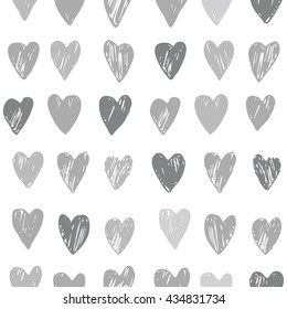 Vector heart pattern. Red and white. Seamless.