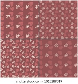 Vector heart pattern set. St Valentine design elements.