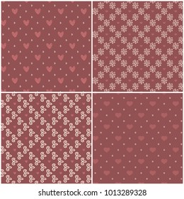 Vector heart pattern set. St Valentine design elements.