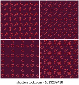 Vector heart pattern set. St Valentine design elements.