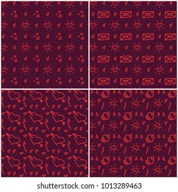 Vector heart pattern set. St Valentine design elements.