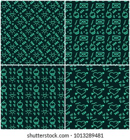 Vector heart pattern set. St Valentine design elements.