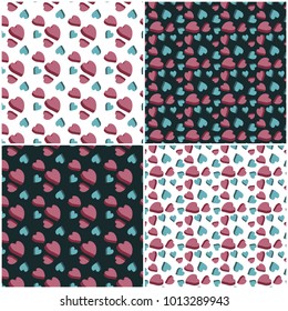 Vector heart pattern set. St Valentine design elements.