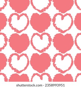 Vector heart pattern, symmetrical, on a transparent background, seamless pattern. Pink heart