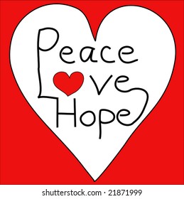 Vector Heart With Peace Love Hope Connecting Letters