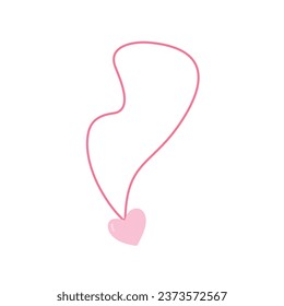 Vector heart pendant necklace flat illustration