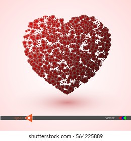 Vector heart pink and red. Symbol and logo heart pixel. Valentines day. New Year, Christmas black and pink background. Pink, red, violet color.