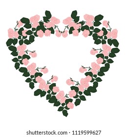 vector of heart from pink roses.