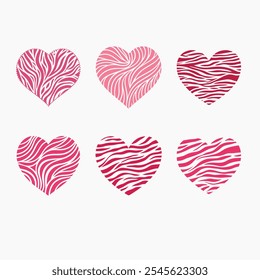 Corazón de Vector con rayas de cebra rosa, perfecto para proyectos de decoración, moda y arte digital