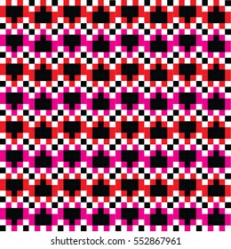 Vector Heart Pixel 4 color pattern for Valentine Day