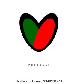 The vector heart with Portugal flag, isolated