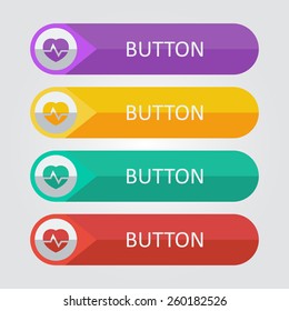 Vector heart and pulse button. File format eps 10