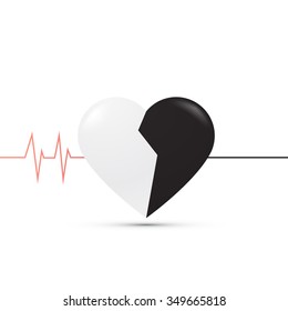 Vector heart pulse on white background.