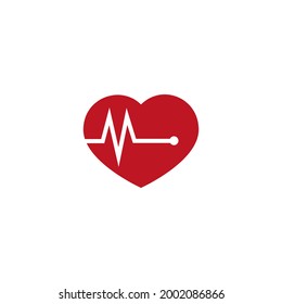 vector heart and pulse rate for heart health icon, symbol or logo