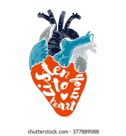 Vector heart with quote. Listen to your heart
