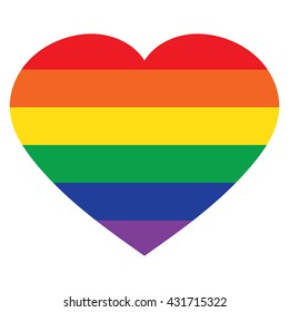 Vector heart rainbow icon, lgbt community sign isolated on white background.