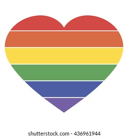 Vector heart rainbow icon, lgbt community sign isolated on white background.