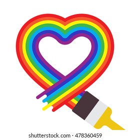 Vector heart rainbow symbol in flat style isolated. Homosexual love tolerance sign. Lgbt community concept. Multicolor shape. Rainbow color. Free lifestyle