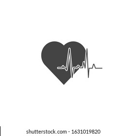 Vector heart rate icon. Arrhythmia and heart icon on white isolated background. 