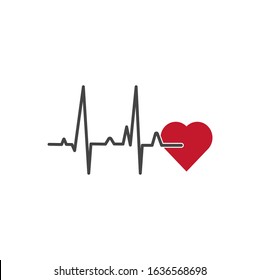 Vector heart rate icon. Arrhythmia and heart icon on white isolated background. 