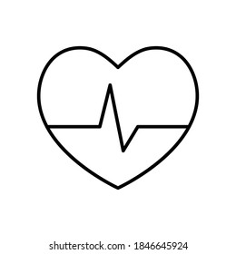 Vector Heart rate icon, lifeline, pulse rate symbol on isolated white background for UI/UX and website.