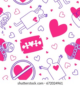 Vector heart and razor love pattern