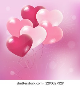 Vector heart red balloon transparent background valentines day card template