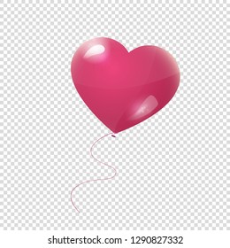 Vector heart red balloon transparent background valentines day card template