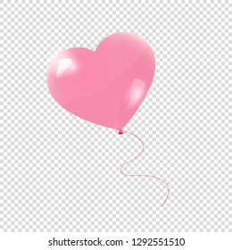 Vector heart red balloon transparent background valentines day card template