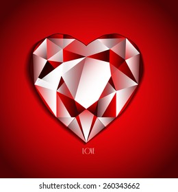 vector heart red diamond / abstract background wallpaper / love crytal