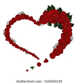Vector heart of red roses