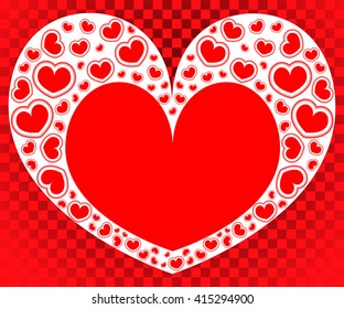 Vector heart red, white, love, Valentine's Day. Shadow