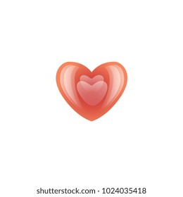 Vector heart with reflections red icon. Happy valentines day ,Invitation card decoration element, template design. Isolated holiday illustration on blue background.