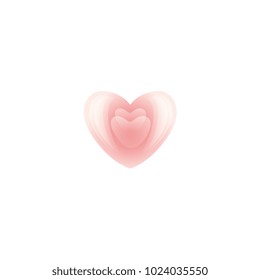 Vector heart with reflections soft light pink icon. Happy valentines day ,Invitation card decoration element, template design. Isolated holiday illustration on blue background.