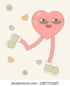 Vector heart in retro style. Valentine's Day. Element for the composition of the 60-70s. Vintage element for print, advertising, poster. EPS10