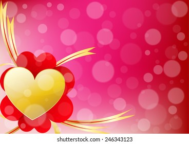 Vector heart and ribbon align left of a valentine day  background